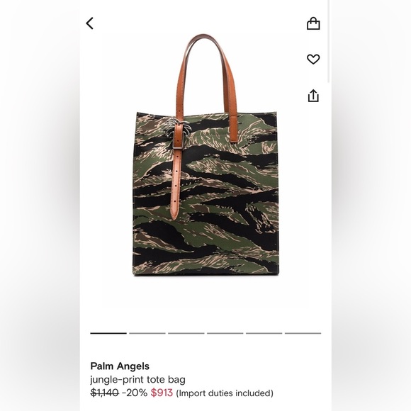 Palm angels unisex jungle print logo tote bag NEW - Picture 14 of 14